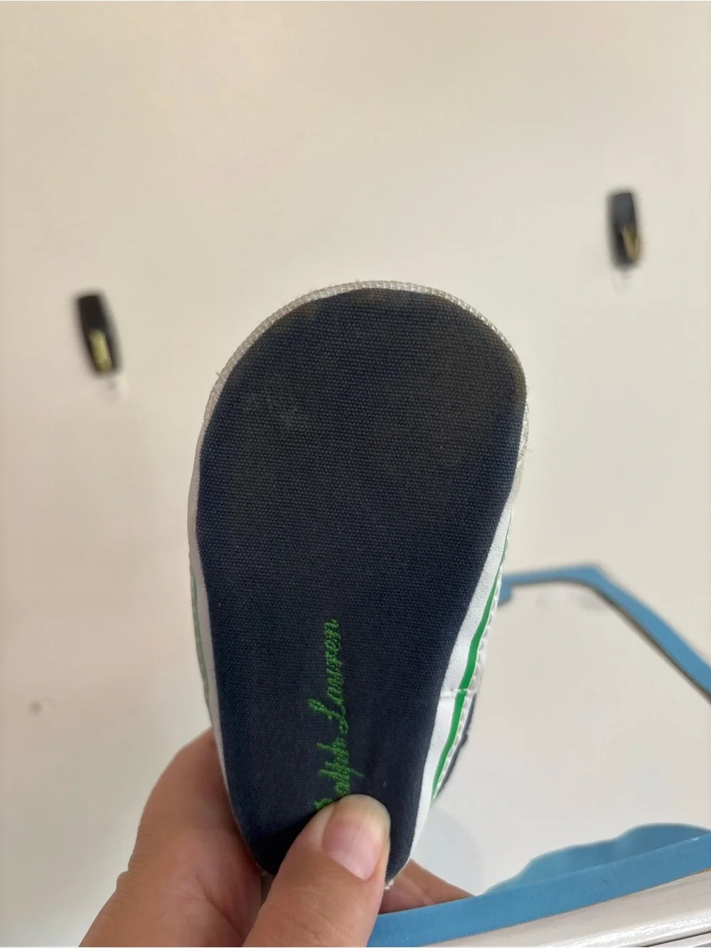Ralph Lauren Navy & Green Baby Booties size 4